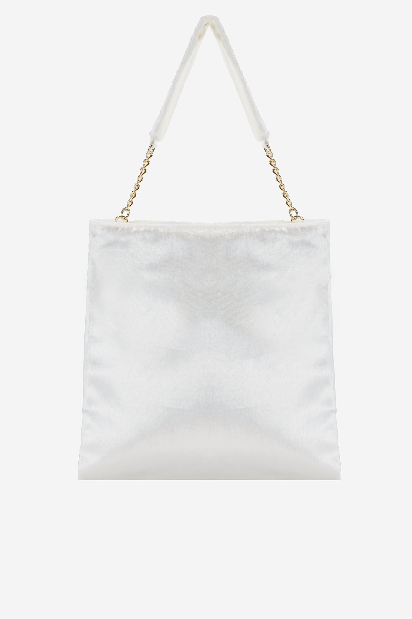 KRÓTKI PASEK Z VELVETU Z ŁAŃCUCHEM OFF WHITE
